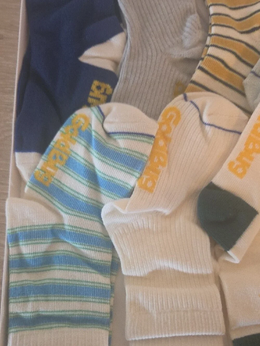 GoldBug Boys' Fashion Crew Socks 8-Pack in Green, Navy & Cream